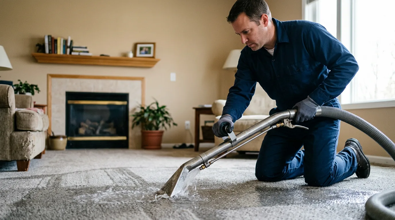 Water damage restoration technician working near Shrewsbury, MA